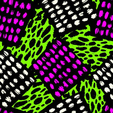 Soyut geometrik sorunsuz kaba grunge desen, modern tasarım şablonu. Hipster hypebeast tarzı doku, poster farklı doodle elemanları ile boyalı. Kentsel parlak gençlik Tekstil örnek