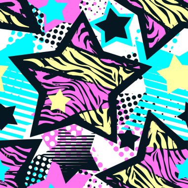 Soyut kız t-shirtl sorunsuz kaba grunge desen, modern tasarım şablonu. Hipster hypebeast tarzı doku, poster farklı doodle elemanları ile boyalı. Kentsel parlak gençlik Tekstil örnek