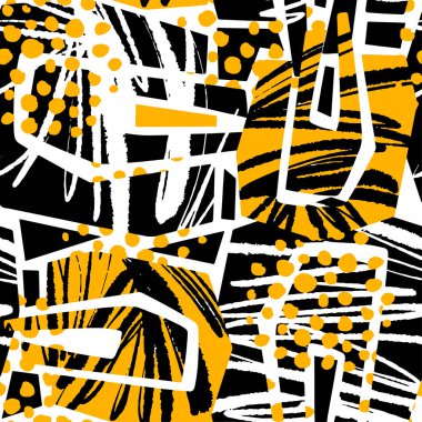 Soyut geometrik sorunsuz kaba grunge desen, modern tasarım şablonu. Hipster hypebeast tarzı doku, poster farklı doodle elemanları ile boyalı. Kentsel parlak gençlik Tekstil örnek