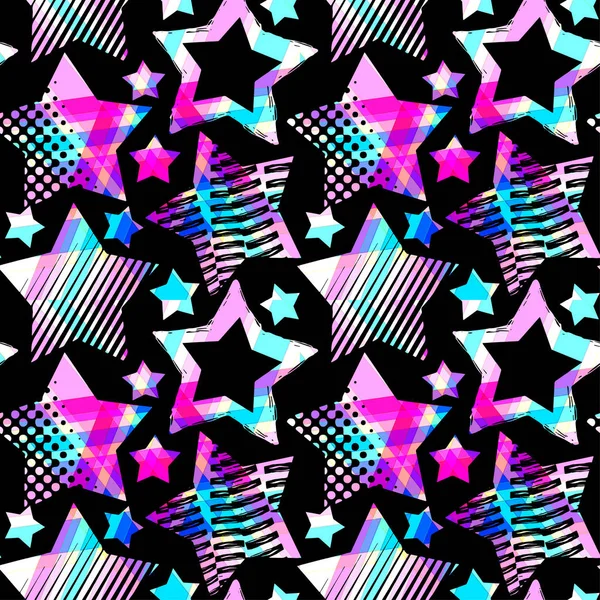 Estrellas Abstractas Sin Costuras Patrón Grunge Áspero Plantilla Diseño Moderno — Vector de stock