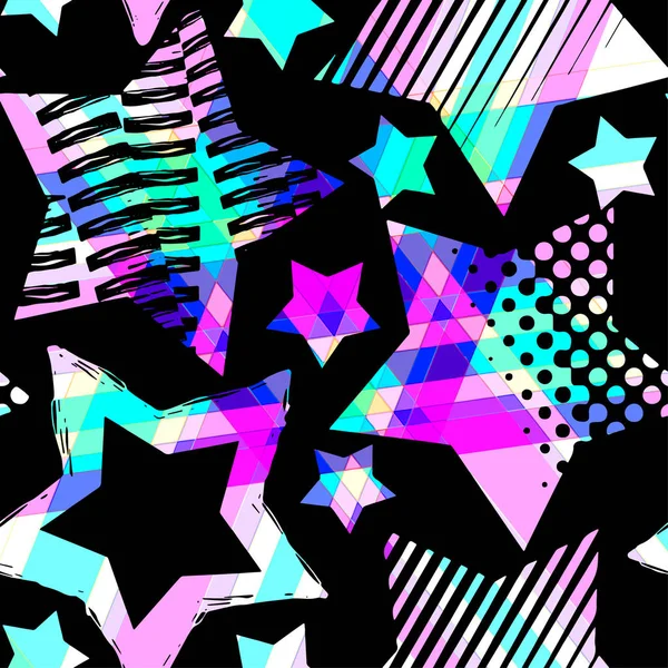 Абстрактные Звезды Бесшовный Грубый Гранж Шаблон Современный Дизайн Шаблон Стильная — стоковый вектор