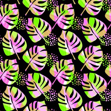 Sorunsuz soyut vahşi egzotik çiçek mürekkep çizilen desen ver. Sulu Boya leke arka plan doku yinelenen trendy.