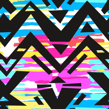 Boho Tekstil seamless modeli. Handdrawn modern tasarım benzersiz raspa ile kabile tarzında, suluboya arka plan deyimiyle. Etnik ilham mürekkep boyalı geometrik Yazdır