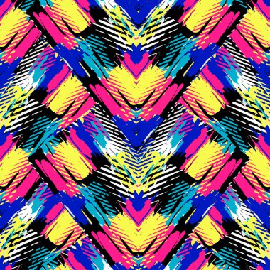 Sorunsuz kaba grunge desen soyut yüzey tasarım, modern tasarım şablonu. Trendy boyalı stil doku, poster farklı doodle elemanları ile. Kentsel parlak gençlik Tekstil örnek