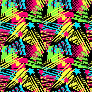 Dikişsiz Noel yinelenen el el sanatları etkileyici mürekkep desen. Funky tarzı doku, poster için kumaş sarma, dekorasyon, tebrik kartı, tekstil veya t-shirt giyim tasarım, farklı karalamalar ile boyalı.