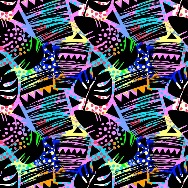 Patrón Grunge Tropical Tropical Sin Costuras Moda Plantilla Diseño Moderno — Archivo Imágenes Vectoriales