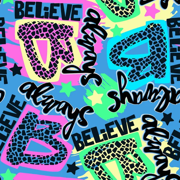 Always Believe Hand Drawn Inspirational Lettering Expressive Funky Calligraphy Ink — Stock Vector