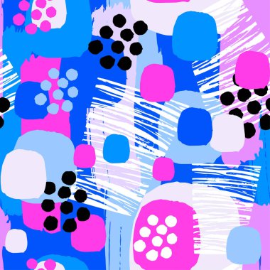 Soyut çiçek sorunsuz kaba grunge desen, modern tasarım şablonu. Hipster trendy boyalı stil doku, poster farklı doodle elemanları ile. Kentsel parlak gençlik Tekstil örnek