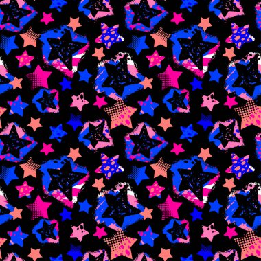 Yıldız sorunsuz baskı, tekstil mürekkep fırça darbeleri tasarım doodle grunge doku tarzı. Benzersiz çizik, suluboya arka plan deyimiyle. 