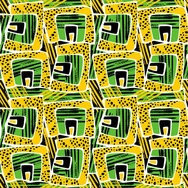 Motif Géométrique Sans Couture Rétro Motif Coups Pinceau Encre Textile — Image vectorielle