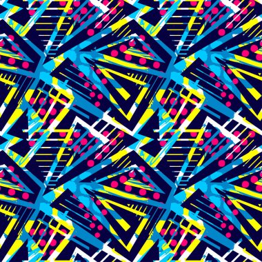 Grunge kentsel kesintisiz geometrik desen, tasarım graffity kentsel tarzı. Hipster Yazdır, fırça kalem elle çizilmiş kaligrafi doodle dokusu. Kumaş, kumaş, aparel tasarım, spor giyim için mükemmel