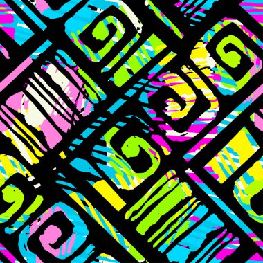 Grunge kentsel kesintisiz geometrik desen, tasarım graffity kentsel tarzı. Hipster Yazdır, fırça kalem elle çizilmiş kaligrafi doodle dokusu. Kumaş, kumaş, aparel tasarım, spor giyim için mükemmel