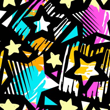 Grunge kentsel kesintisiz geometrik desen, tasarım graffity kentsel tarzı. Hipster Yazdır, fırça kalem elle çizilmiş kaligrafi doodle dokusu. Kumaş, kumaş, aparel tasarım, spor giyim için mükemmel