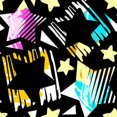 Grunge kentsel kesintisiz geometrik desen, tasarım graffity kentsel tarzı. Hipster Yazdır, fırça kalem elle çizilmiş kaligrafi doodle dokusu. Kumaş, kumaş, aparel tasarım, spor giyim için mükemmel