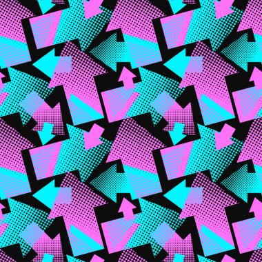 Oklar kesintisiz geometrik trendy desen. Tekstil mürekkep fırça darbeleri dinamik tasarım doodle grunge doku tarzı. Spor giyim, ambalaj kağıdı, giyim için kentsel baskı