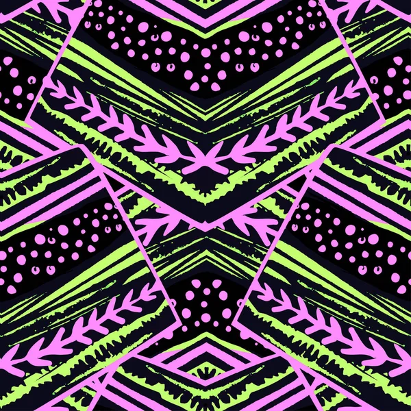 Seamless Striped Floral Geometric Pattern Trendy Print Colorful Stripes Textile — стоковый вектор