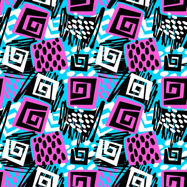 Sportswear Print Ungdom Sömlösa Mönster Ljusa Dynamiskt Geometriska Motiv Graffiti — Stock vektor