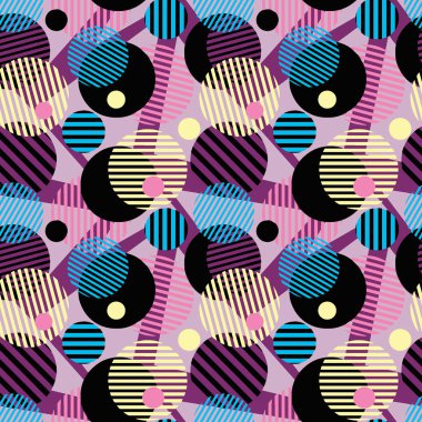 Sorunsuz imkanı daireler renkli desen noktalı, yuvarlak şekiller çıkardı. Parlak dinamik geometrik motif, grafiti tarzı modern baskı.
