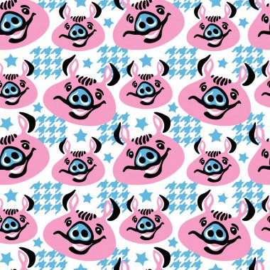 Çocukça domuz deseni, çocuklar, sevimli hayvan kreş arka plan için sorunsuz Yazdır