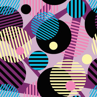 Sorunsuz imkanı daireler renkli desen noktalı, yuvarlak şekiller çıkardı. Parlak dinamik geometrik motif, grafiti tarzı modern baskı.