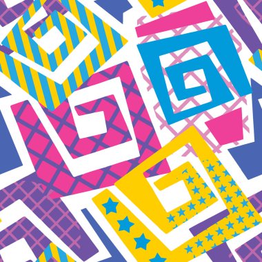 Soyut geometrik sorunsuz kaba grunge desen, modern tasarım şablonu. Hippi tarzı doku, poster farklı doodle hatları ve üst üste gelen fırça darbeleri ile boyalı. Kentsel parlak Tekstil örnek