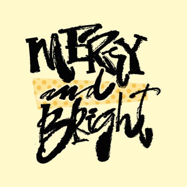 Mutlu ve zeki. Kaligrafi Noel yazı el yazdırın. Funky tarzı doku, tekstil, ambalaj, dekorasyon, tebrik kartı, poster, tekstil veya t-shirt için farklı karalamalar ile poster