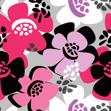 Bahar çiçekleri sorunsuz vektör desen. Funky tarzı doku, poster Tekstil, sarma, tebrik kartı, poster, tekstil veya t-shirt baskı tasarımı için farklı karalamalar ile boyanmış.