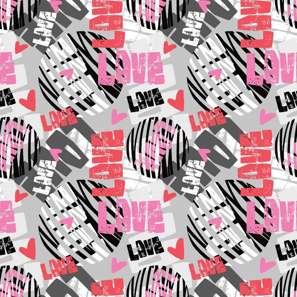 Love Graffiti Texte Lettré Main Sans Couture Imprimé Style Typographique — Image vectorielle
