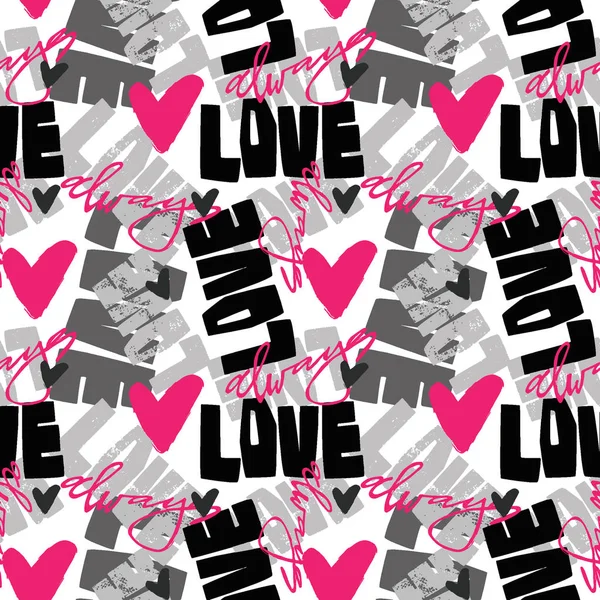 Love Graffiti Seamless Testo Letterato Mano Stampa Stile Tipografico Biglietto — Vettoriale Stock