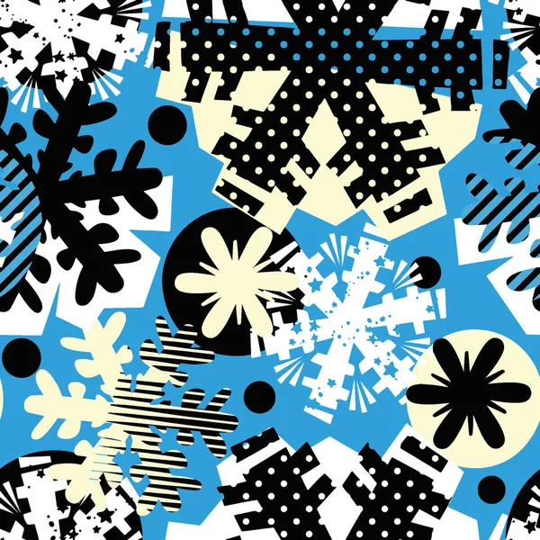 Vánoční Ruční Řemesla Expresivní Inkoust Bezešvé Sněhové Vločky Vzor Vánoční — Stockový vektor