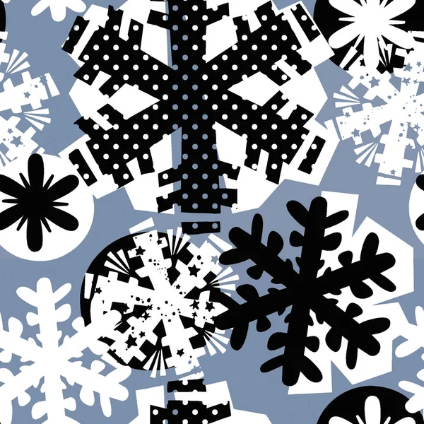 Motif Flocons Neige Sans Couture Encre Expressive Artisanale Noël Texture — Image vectorielle