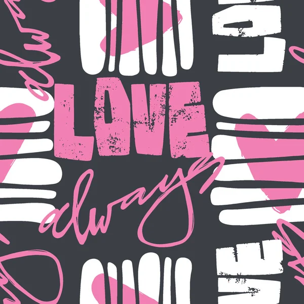 Aşk Grafiti Sorunsuz Aydın Metin Tipografik Tarzı Yazdırma Ver Sevgililer — Stok Vektör