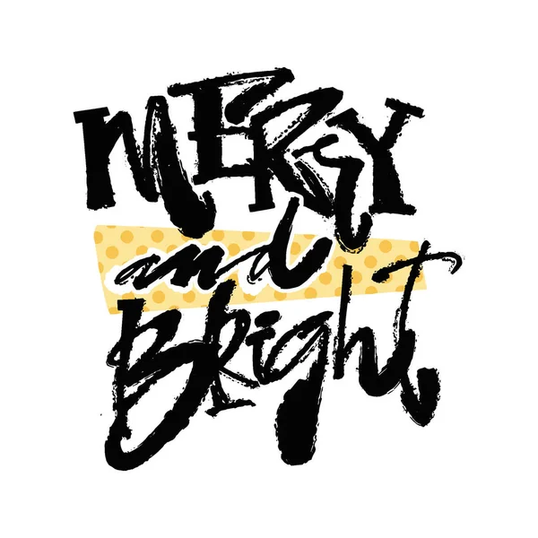 Mutlu ve zeki. Kaligrafi Noel yazı el yazdırın. Funky tarzı doku, tekstil, ambalaj, dekorasyon, tebrik kartı, poster, tekstil veya t-shirt için farklı karalamalar ile poster