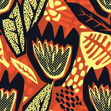 Çiçek oyma sorunsuz kaba Yazdır, modern sorunsuz tasarım şablonu. Geometrik eğri trendy tarzı doku, poster farklı doodle elemanları ile boyalı. İç, kumaş, Tekstil için mükemmel