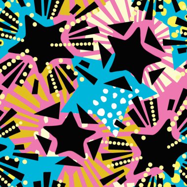 Yıldız şenlikli baskı, sorunsuz motifi, Noel el el sanatları etkileyici mürekkep tekrar trendy desen. Doku duvar kağıdı, farklı için kaydırma, dekorasyon, tebrik kartı, tekstil kumaş için doodles