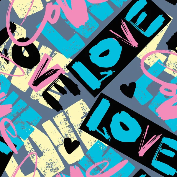 Amor Sin Costuras Patrón Motivación Las Niñas Funky Estampado Camiseta — Archivo Imágenes Vectoriales