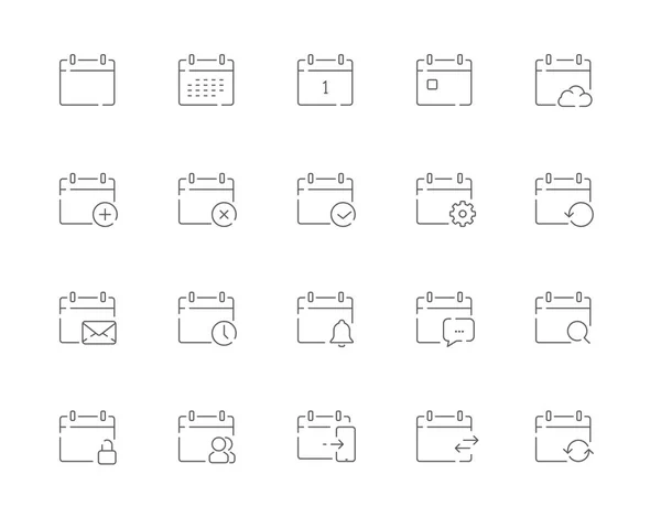 Simple Set Calendar Related Vector Line Web Icons Contains Icons — Stock Vector