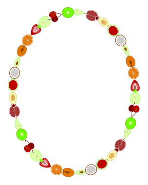 Sebze ve meyve simgeler illüstrasyon çerçeve arka plan üzerinde beyaz vektör kümesi