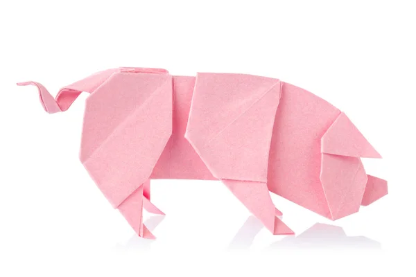 Pink pig of origami — Stock Photo, Image