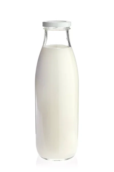 Botella de leche orgánica fresca . Imagen De Stock