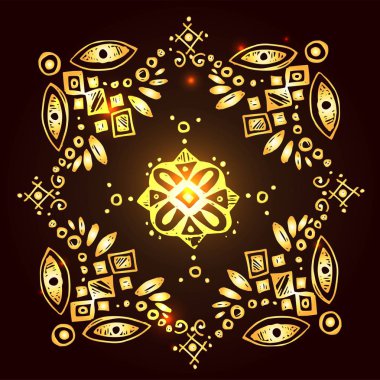 Boho stil grafik öğeleri. Güzel elle çizilmiş illüstrasyon