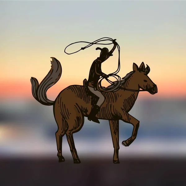 Kovboy atı ile — Stok Vektör