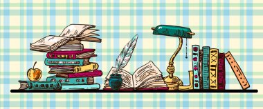 Güzel el kitabı okuduktan vektör çizim kümesi çekilmiş