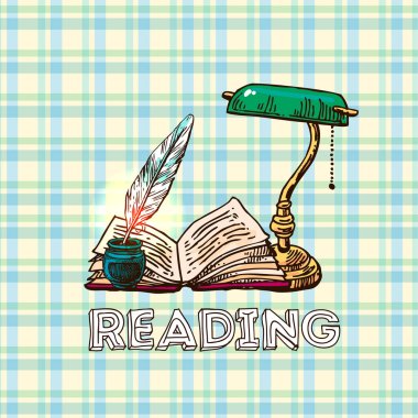 Güzel el kitabı okuduktan vektör çizim kümesi çekilmiş