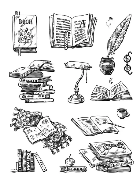 Güzel el kitabı okuduktan vektör çizim kümesi çekilmiş