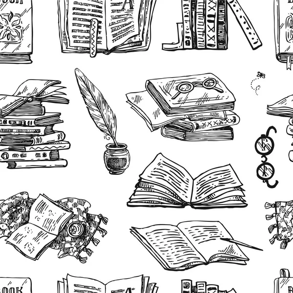 Bella mano disegnato insieme di illustrazione vettoriale leggere il libro — Vettoriale Stock