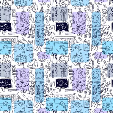 Güzel el vektör çizim kümesi geri okula çekilmiş.