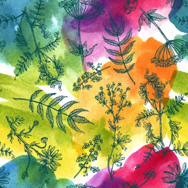 Güzel el çekilmiş suluboya seamless modeli