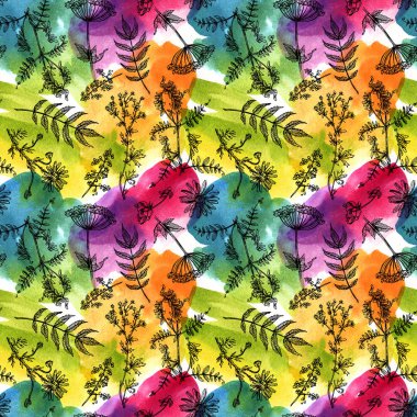 Güzel el çekilmiş suluboya seamless modeli