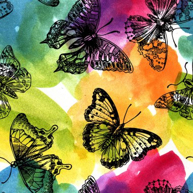 Güzel el çekilmiş suluboya seamless modeli